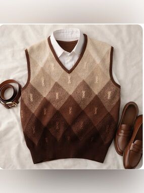 Ballantyne of Peebles 100% Cashmere Argyle Sweater Vest – Made in Scotland